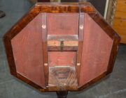 A provincial Tasmanian antique tilt-top occasional table, huon pine, musk, casuarina, hoop pine, cedar and blackwood, 19th century, stamped "Jm. Ferguson", ​​​​​​​76cm high, 62cm wide, 62cm deep - 12