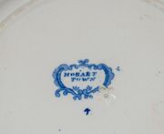 "HOBART TOWN" circa 1825, Staffordshire earthen ware plate with blue & white transfer pattern. (After) George William Evans who originally published the image as a frontispiece to his book on the colony in 1822. Earliest known depiction of Australia on po - 3