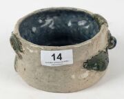 MERRIC BOYD (attributed) pottery bowl with applied fruit and leaves, incised to the base (illegible), 7cm high, 14cm wide - 2