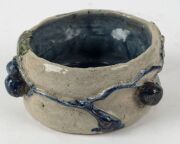 MERRIC BOYD (attributed) pottery bowl with applied fruit and leaves, incised to the base (illegible), 7cm high, 14cm wide - 4