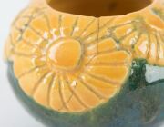 MARGUERITE MAHOOD&nbsp;green and yellow glazed spherical floral vase, A/F, incised "M. Mahood, D730", 4.5cm high, 6.5cm wide - 3