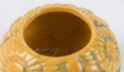 MARGUERITE MAHOOD&nbsp;green and yellow glazed spherical floral vase, A/F, incised "M. Mahood, D730", 4.5cm high, 6.5cm wide - 5