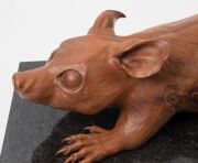 SILVIO APPONYI (1949 - ), Possum, carved Tasmanian huon pine on stone plinth, signed on the base "SILVIO APPONYI", 87cm long overall - 3