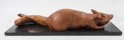 SILVIO APPONYI (1949 - ), Possum, carved Tasmanian huon pine on stone plinth, signed on the base "SILVIO APPONYI", 87cm long overall - 6