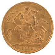 Coins - Australia: 1882 Sovereign, Young head, St. George reverse, Sydney, aUnc.