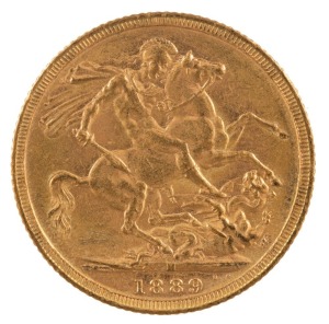 Coins - Australia: 1889 Sovereign, Jubilee head, St. George reverse, Melbourne, EF.