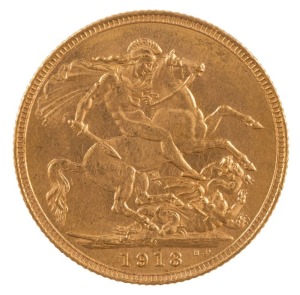 Coins - Australia: 1913 Sovereign, George V, St. George reverse, Sydney, aUnc.