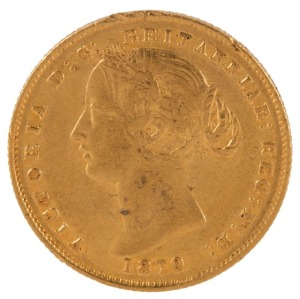 Coins - Australia: 1870 Sovereign, Second type, Sydney Mint reverse, EF; small edge knock over BRI on obverse..