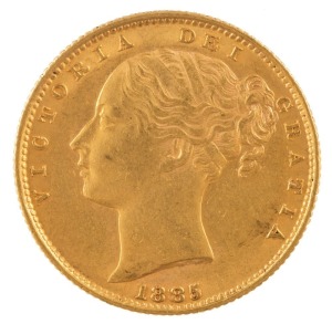 Coins - Australia: 1885 Sovereign, Young head, Shield reverse, Sydney, aUnc.