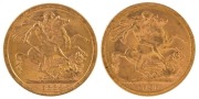 Coins - Australia: 1889 & 1890 Sovereigns, Jubilee head, St. George reverse, Melbourne, both EF. (2).