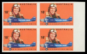 Decimal Issues: 1978 (SG.660a; BW:792b) 18c Kingsford Smith, marginal blk.(4) COMPLETELY IMPERFORATE, MUH.