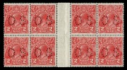 KGV Heads - Small Multiple Watermark Perf 13½ x 12½: 2d Golden-Scarlet Die III, perforated OS (SG.O104a) interpanneau blk.(8) fresh MUH. 