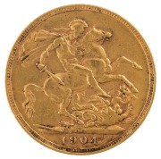 Coins - Australia: 1904, 1905 & 1906 Sovereigns, Edward VII, St. George reverse, Melbourne, VF/EF. (3). - 2