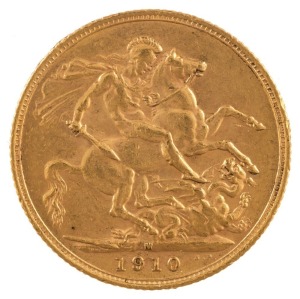 Coins - Australia: 1910 Sovereign, Edward VII, St. George reverse, Melbourne, aUnc.