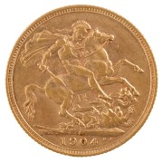 Coins - Australia: 1904 Sovereign, Edward VII, St. George reverse, Melbourne, aUnc.