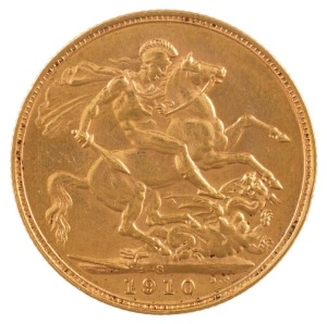 Coins - Australia: 1910 Sovereign, Edward VII, St. George reverse, Sydney, Unc.