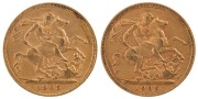 Coins - Australia: 1905 Sovereigns, Edward VII, St. George reverse, Melbourne, EF. (2).