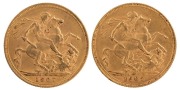 Coins - Australia: 1907 Sovereigns, Edward VII, St. George reverse, Melbourne, EF. (2).