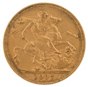 Coins - Australia: 1906 & 1907 Sovereigns, Edward VII, St. George reverse, Sydney, VF/EF. (2). - 4