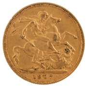 Coins - Australia: 1906, 1907 & 1908 Sovereigns, Edward VII, St. George reverse, Sydney, VF/EF. (3). - 4