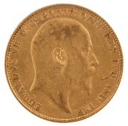 Coins - Australia: 1908 Sovereign, Edward VII, St. George reverse, Sydney, EF; plate crack variety to obverse. - 2