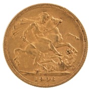 Coins - Australia: 1906, 1907, 1908 & 1909 Sovereigns, Edward VII, St. George reverse, Sydney, VF/EF. (4). - 2