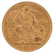 Coins - Australia: 1906, 1907, 1908 & 1909 Sovereigns, Edward VII, St. George reverse, Sydney, VF/EF. (4). - 4