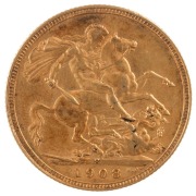 Coins - Australia: 1906, 1907, 1908 & 1909 Sovereigns, Edward VII, St. George reverse, Sydney, VF/EF. (4). - 6