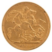 Coins - Australia: 1906, 1907, 1908 & 1909 Sovereigns, Edward VII, St. George reverse, Sydney, VF/EF. (4). - 8