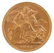 Coins - Australia: 1905 Sovereign, Edward VII, St. George reverse, Perth, aUnc.