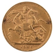 Coins - Australia: 1906, 1907 & 1908&nbsp;Sovereigns, Edward VII, St. George reverse, Perth, VF/EF&nbsp;(3). - 2