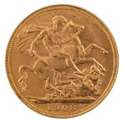 Coins - Australia: 1907, 1908 & 1909 Sovereigns, Edward VII, St. George reverse, Perth, aUnc/Unc. (3). - 4