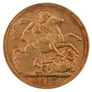 Coins - Australia: 1906, 1907, 1908 & 1909 Sovereigns, Edward VII, St. George reverse, Perth, EF. (4). - 4