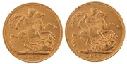 Coins - Australia: 1907 Sovereigns, Edward VII, St. George reverse, Perth, EF/aUnc. (2).