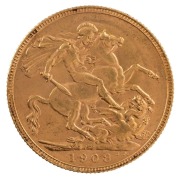 Coins - Australia: 1908 & 1909 Sovereigns, Edward VII, St. George reverse, Perth, EF/Unc. (2). - 2