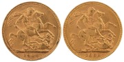 Coins - Australia: 1908 Sovereigns, Edward VII, St. George reverse, Perth, EF.&nbsp;(2).
