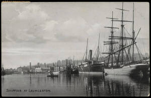 Collection of postcards with predominantly Tasmanian scenes (incl. Tasmanian shipping), mainly used & with range of country postmarks incl. Upper Huon, Bicheno, Black Brush, Farrell Siding, Wattle Hill & Mount Hicks Lwr. Noted 5 underpaid with postage due
