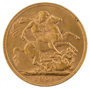 Coins - Australia: 1909 Sovereign, Edward VII, St. George reverse, Perth, aUnc.