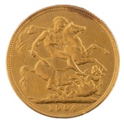 Coins - World: Great Britain: 1904 Sovereigns, Edward VII, St. George reverse, VF/EF. (3). - 4