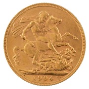 Coins - World: Great Britain: 1904 Sovereigns, Edward VII, St. George reverse, VF/EF. (3). - 6