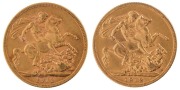 Coins - Australia: 1912 Sovereigns, George V, St. George reverse, Melbourne, EF. (2).