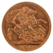 Coins - Australia: 1917 Sovereign, George V, St. George reverse, Melbourne, EF.