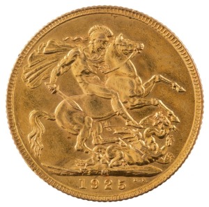 Coins - Australia: 1925 Sovereign, George V, St. George reverse, Melbourne, Unc.