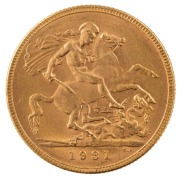 Coins - Australia: 1931 Sovereign, George V, St. George reverse, Perth, Unc.