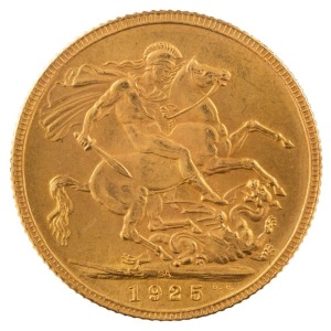 Coins - World: South Africa: 1925 Sovereign, George V, St. George reverse, Pretoria, Unc.