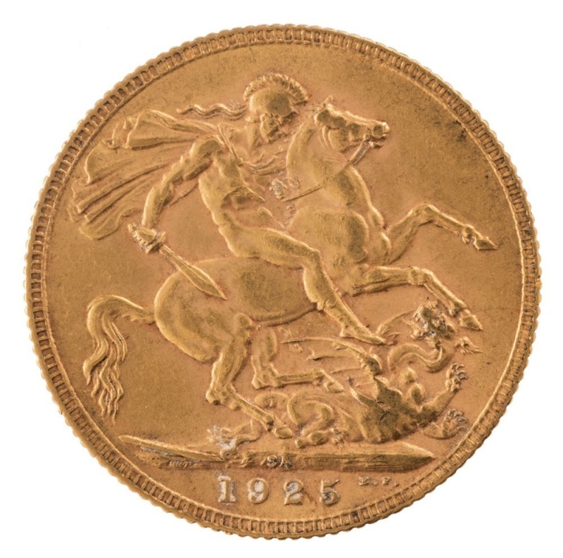 Coins - World: South Africa: 1925 Sovereign, George V, St. George reverse, Pretoria, EF.