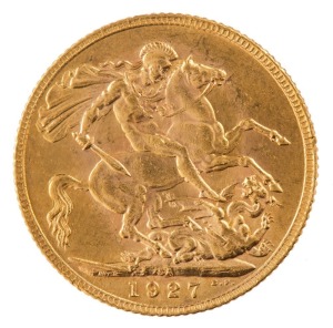 Coins - World: South Africa: 1927 Sovereign, George V, St. George reverse, Pretoria, Unc.