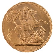 Coins - World: Great Britain: 1913 Sovereign, George V, St. George reverse, aUnc.