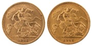 Coins - Australia: 1915 Half Sovereigns, George V, St. George reverse, Sydney, EF. (2).