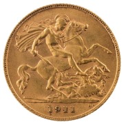 Coins - World: Great Britain: 1911 Half Sovereign, George V, St. George reverse, VF.